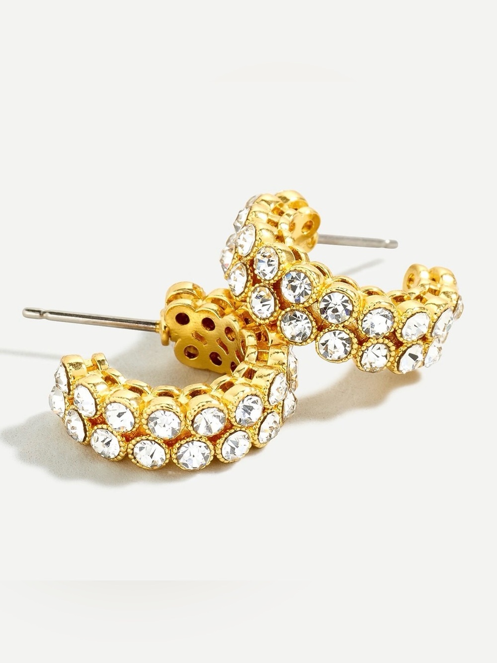 NWOT! J. Crew Crystal bezel hoop earrings - Gold
